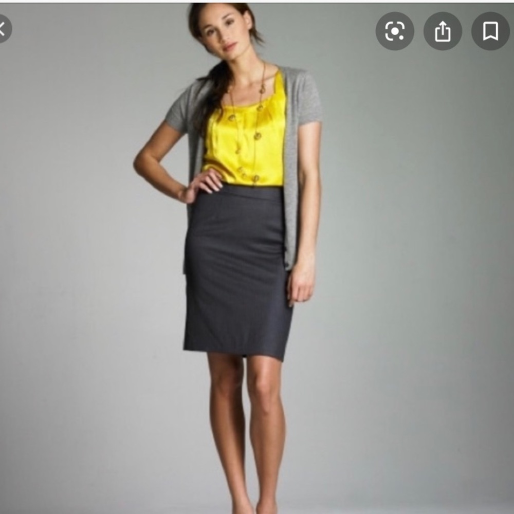 J. Crew The Pencil Skirt Double Serge Wool (Gray)